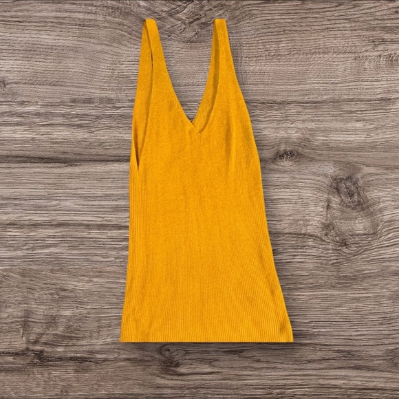 Double Zero Small Chic Mustard Women’s Ribbed Tank Top - Picture 3 of 3